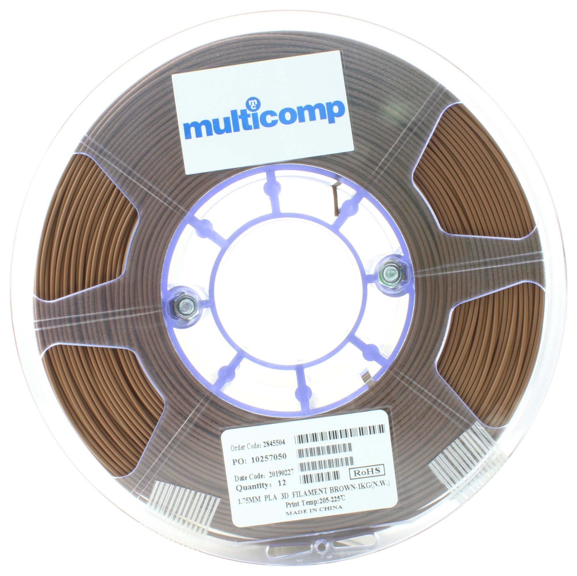 Multicomp Pro Mc002557 D Printer Filament, Pla, 1.75Mm, Brown