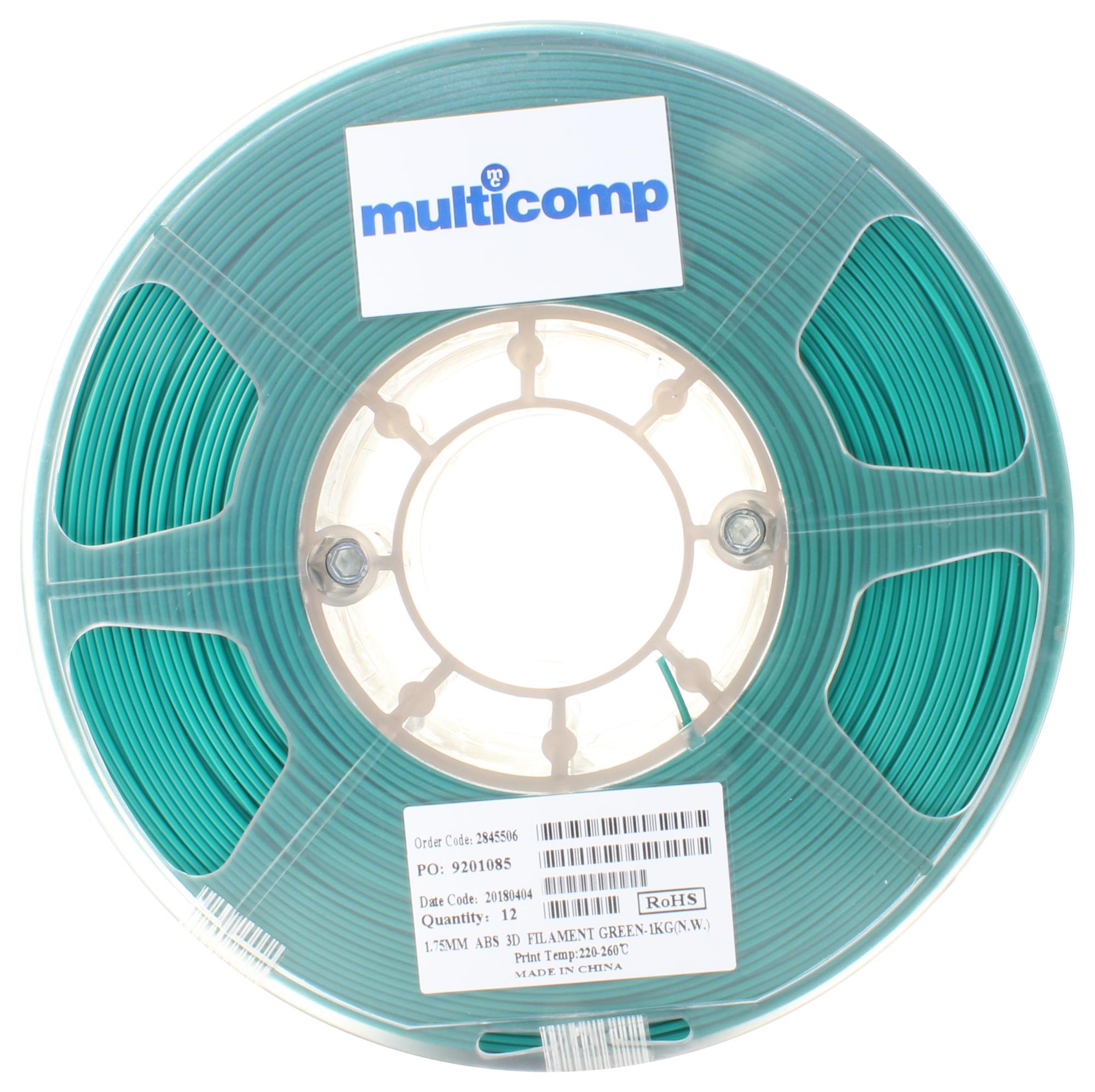 Multicomp Pro Mc002559 3D Printer Filament, Abs, 1.75Mm, Green