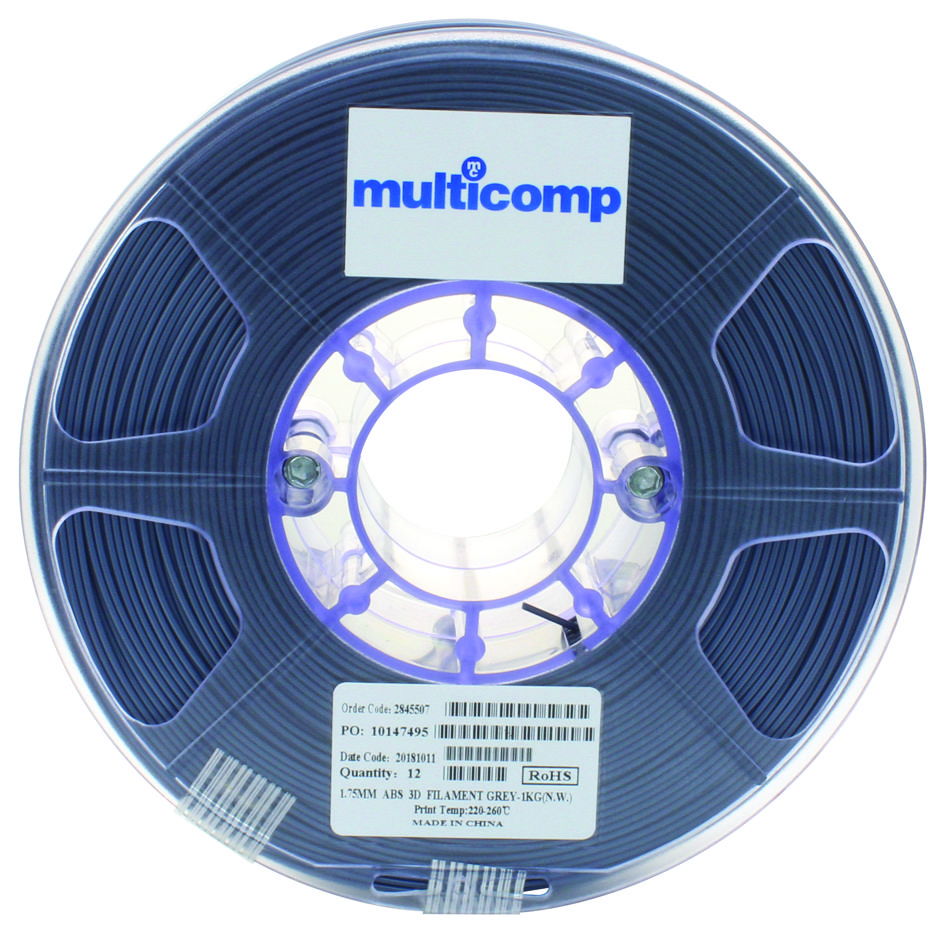 Multicomp Pro Mc002560 3D Printer Filament, Abs, 1.75Mm, Grey