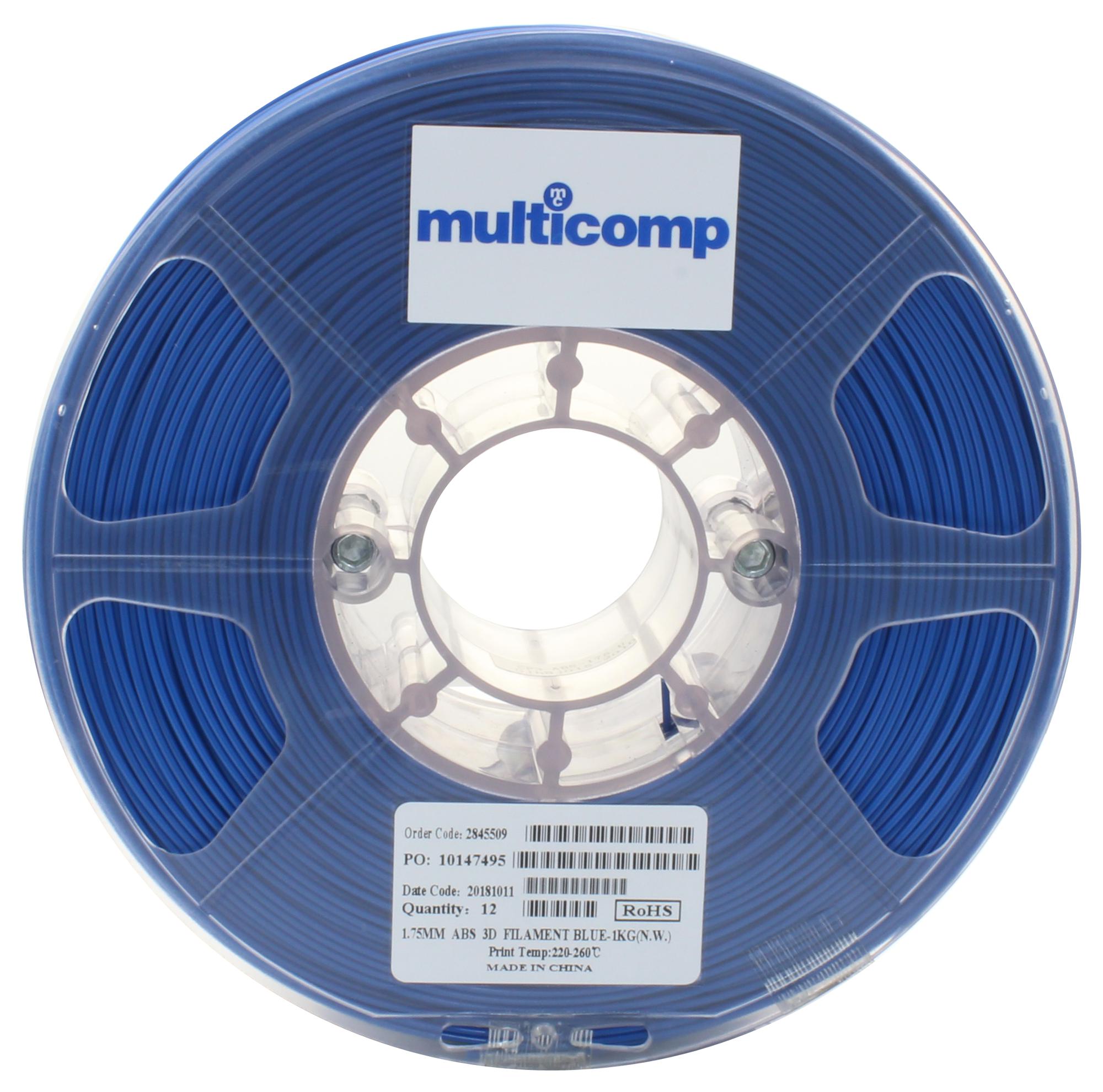 Multicomp Pro Mc002562 3D Printer Filament, Abs, 1.75Mm, Blue