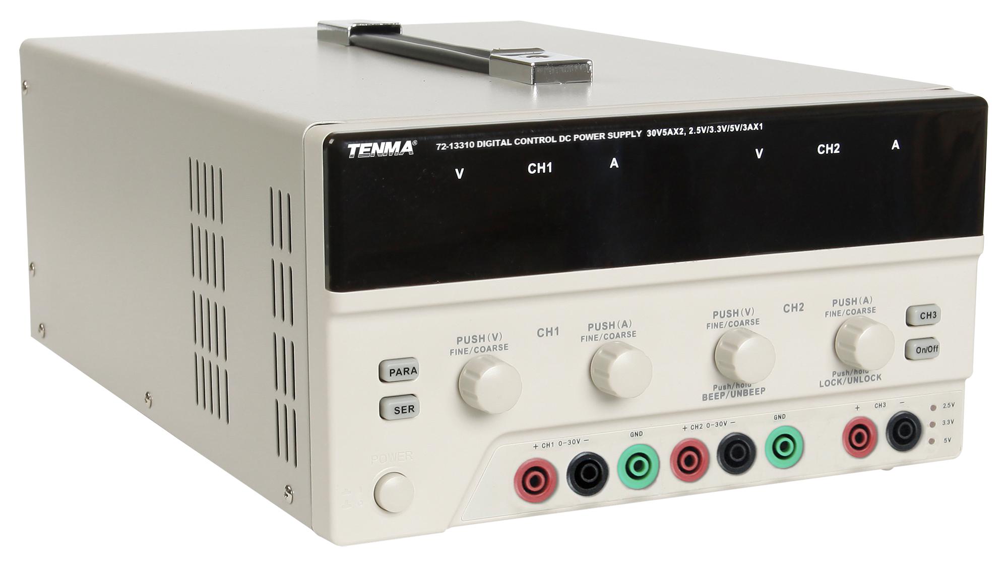 Tenma 72-13300 Dc Power Supply, 3Ch, Adj/fixed, 3A, 30V