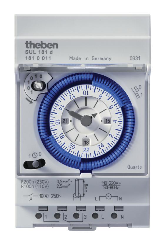 Theben Sul181D Time Switch, Analogue, Spdt, 16A, 230Vac