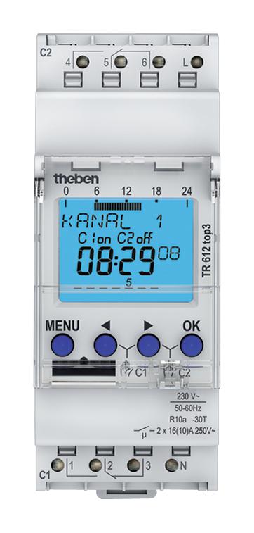 Theben Tr612 Top3 Time Switch, Digital, Spdt, 16A, 230Vac