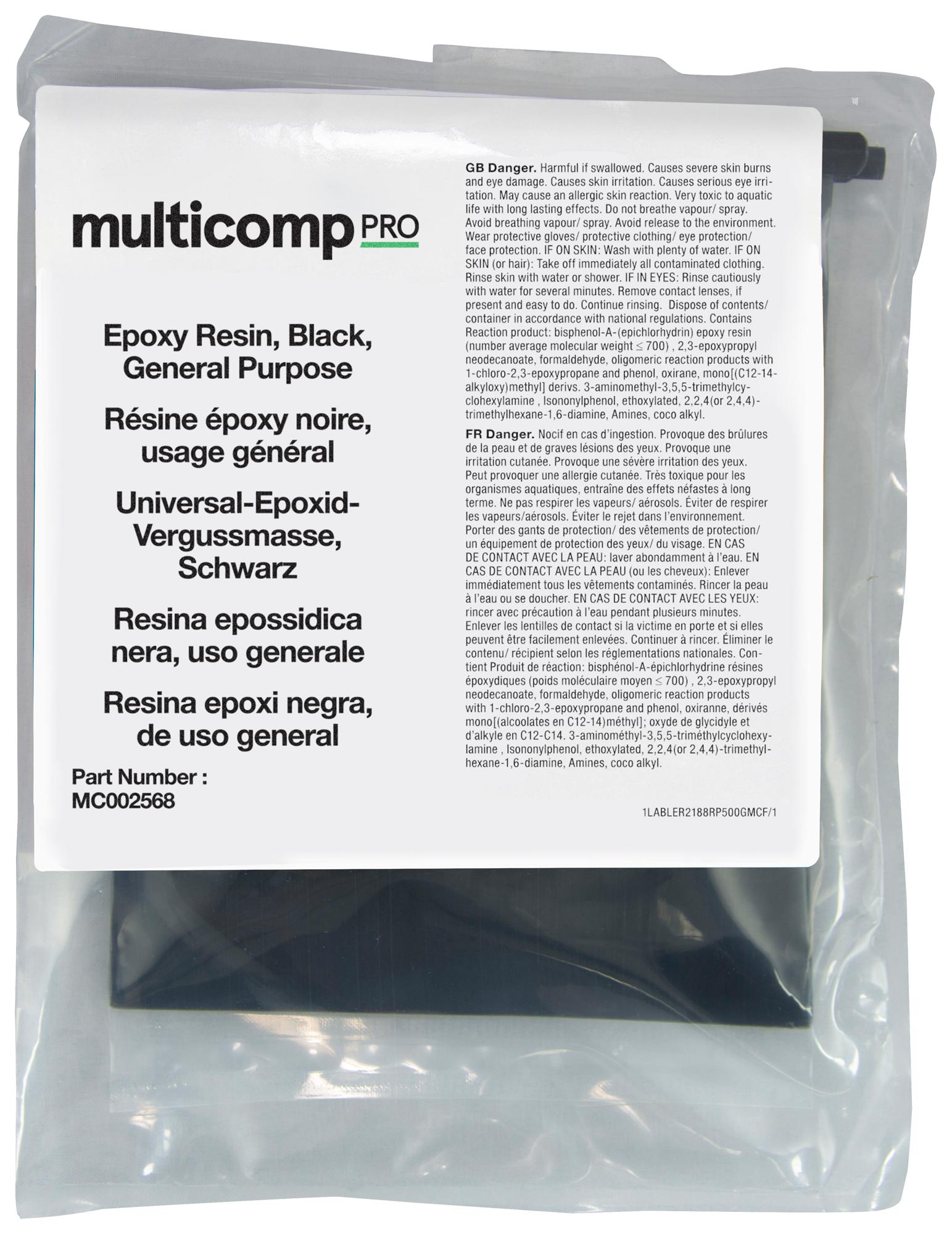 Multicomp Pro Mc002568 Epoxy Resin, Packet, Black, 500G