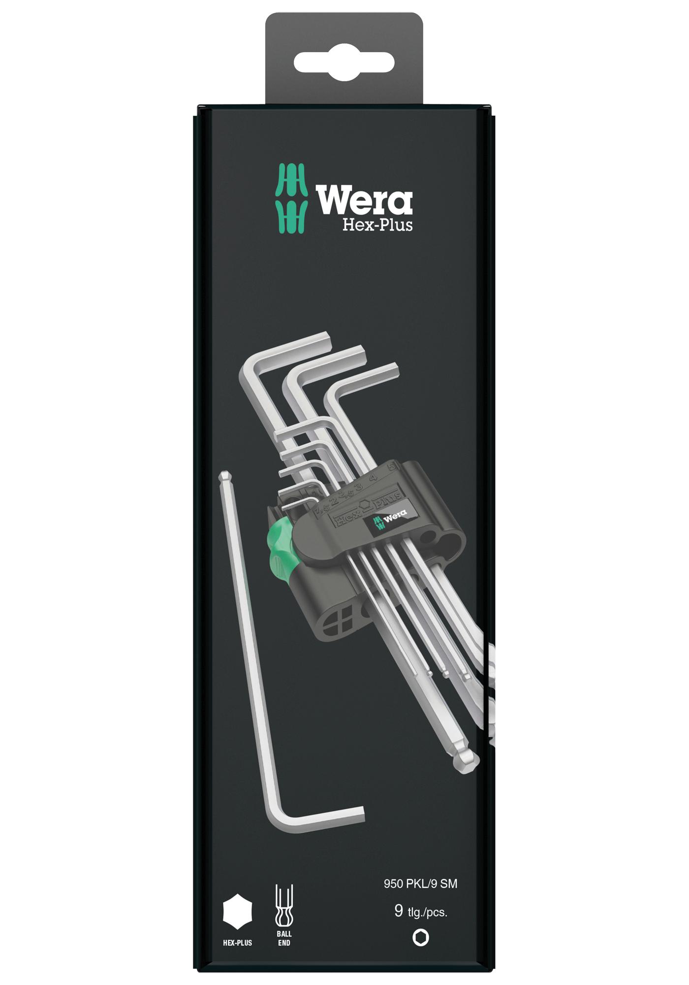 Wera 950/9 Hex-Plus 1 Sb Hex L-Key Set, Metric, 9Pc