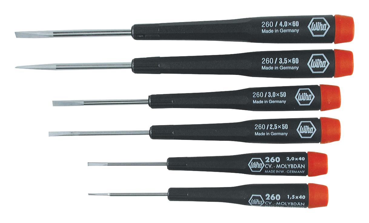 Wiha 26090 Slotted Screwdriver Set, 6Pc