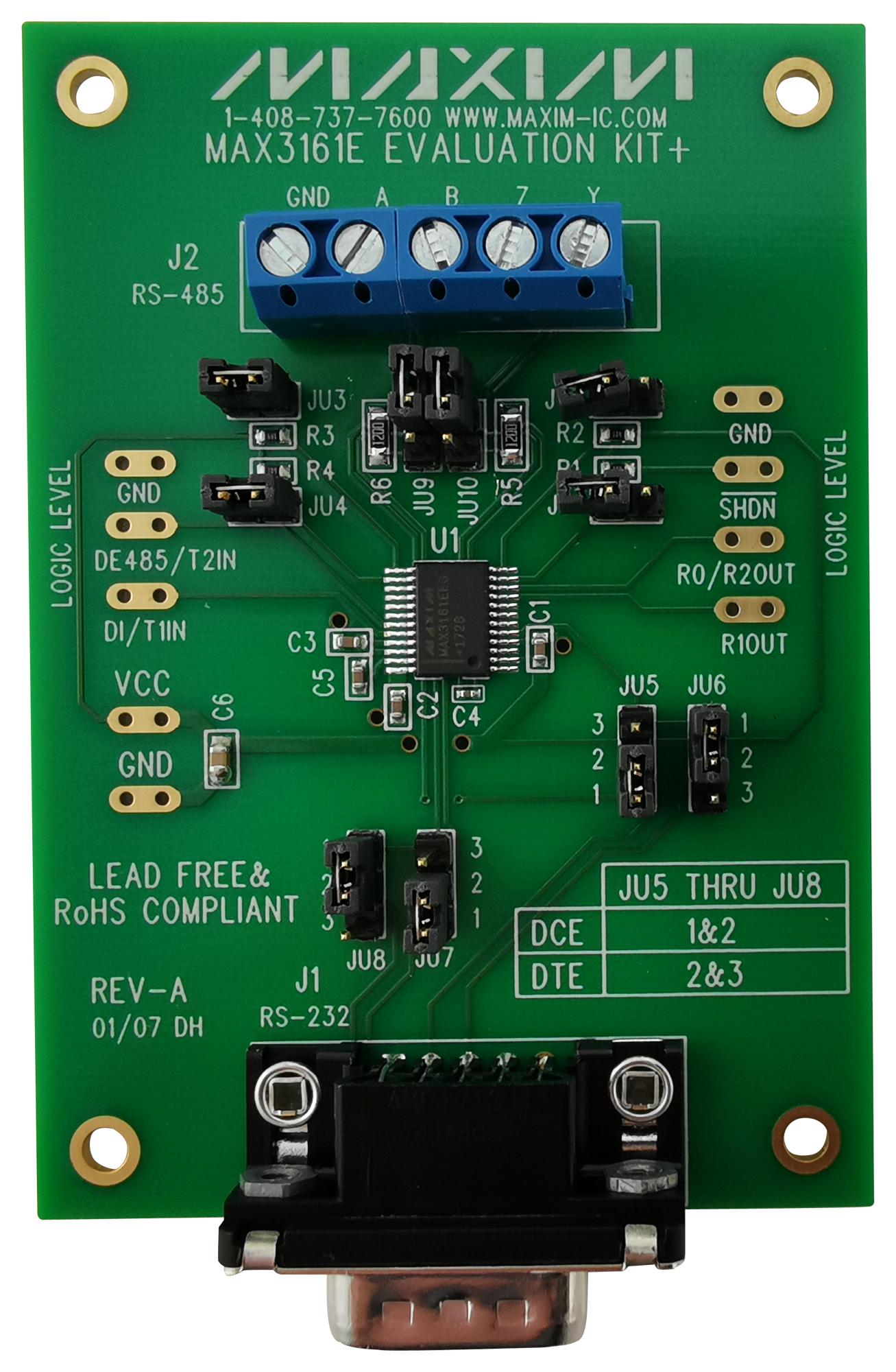 Analog Devices Max3161Eevkit+ Eval Kit, Rs-232/rs-422/rs-485 Txrx