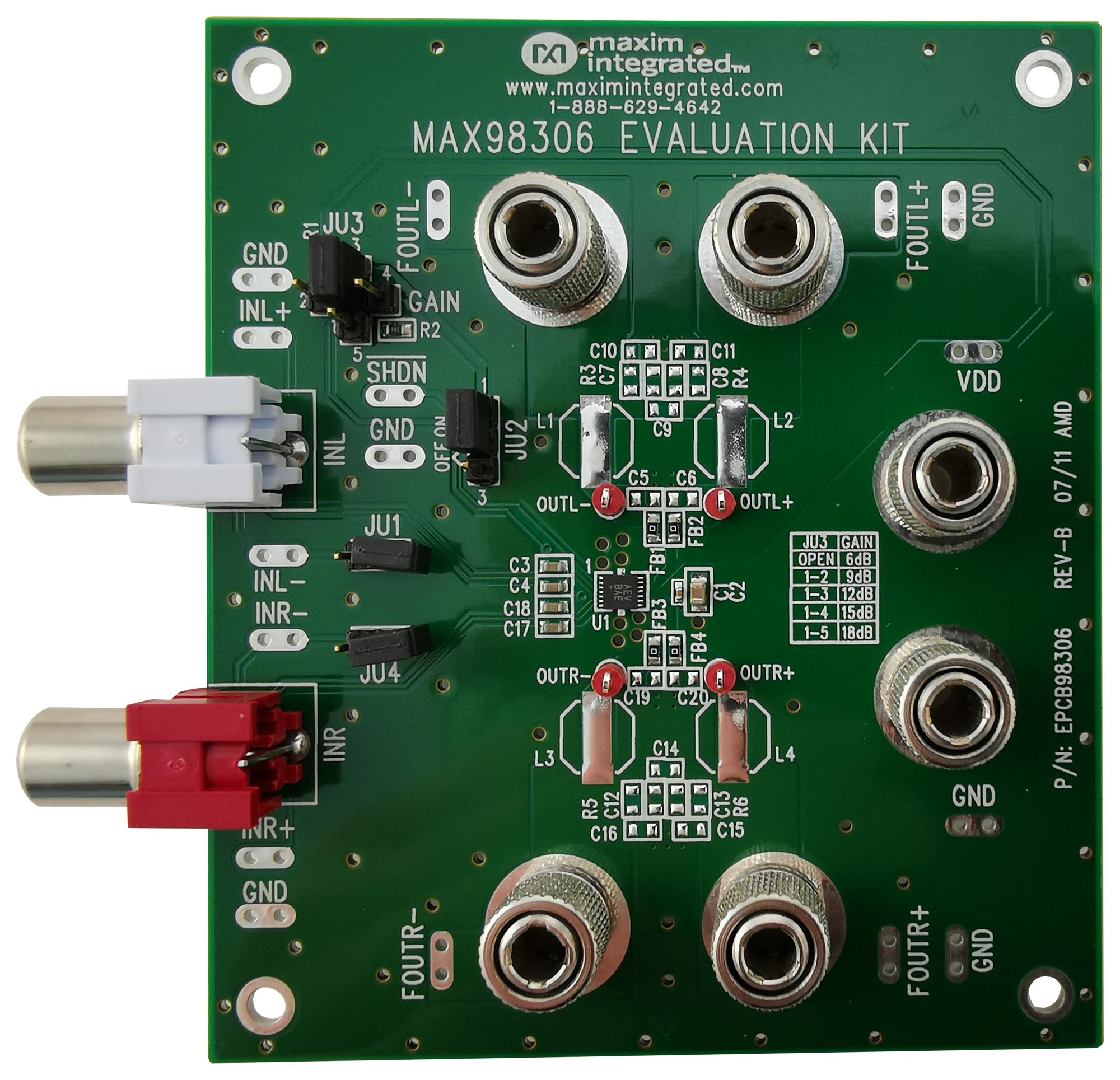 Analog Devices Max98306Evkit# Eval Kit, Audio Power Amplifier-Class D