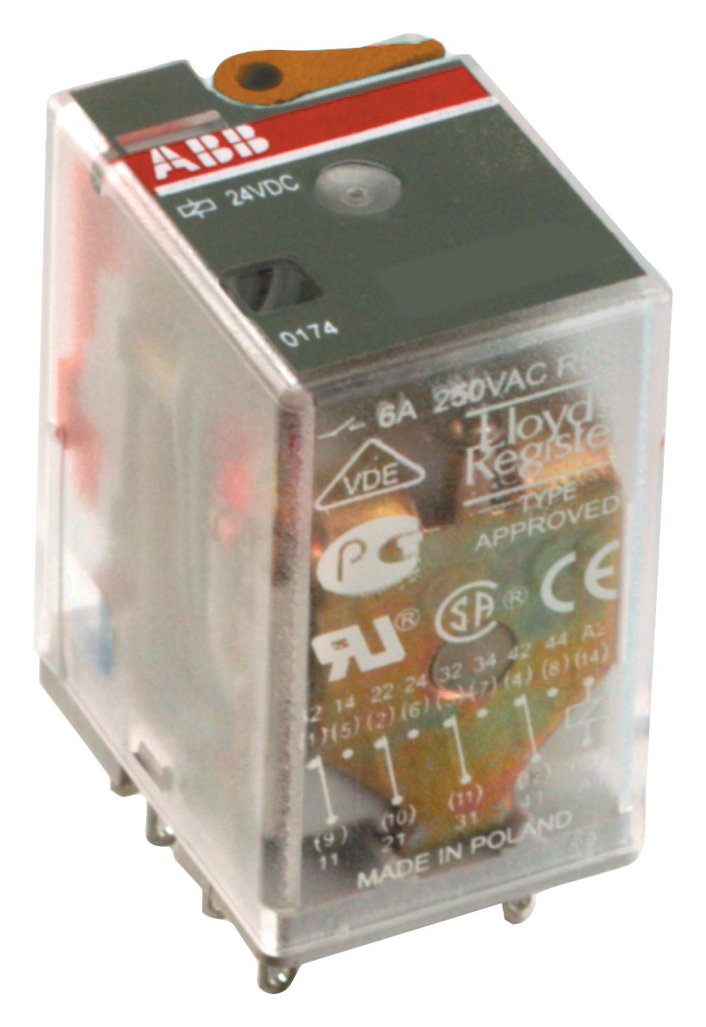 Abb 1Svr405611R3000 Power Relay, Dpdt, 12A, 250V, Socket