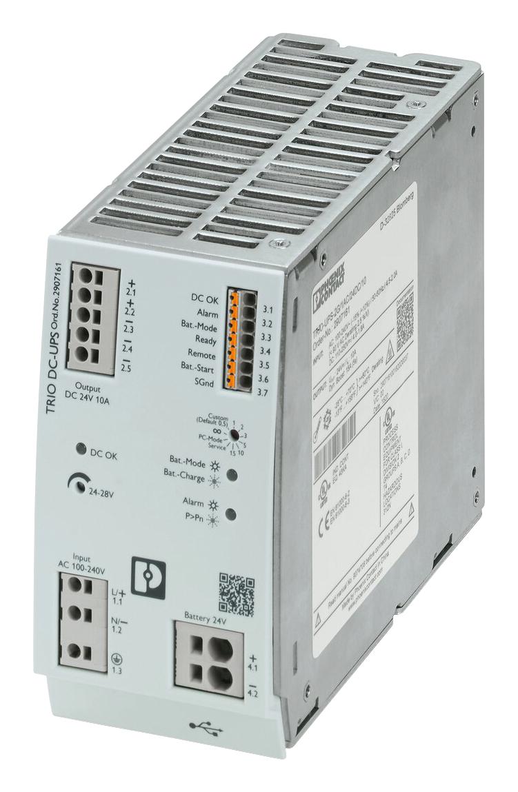 Phoenix Contact 2907161 Uninterruptible Pwr Supply, 24Vdc, 10A