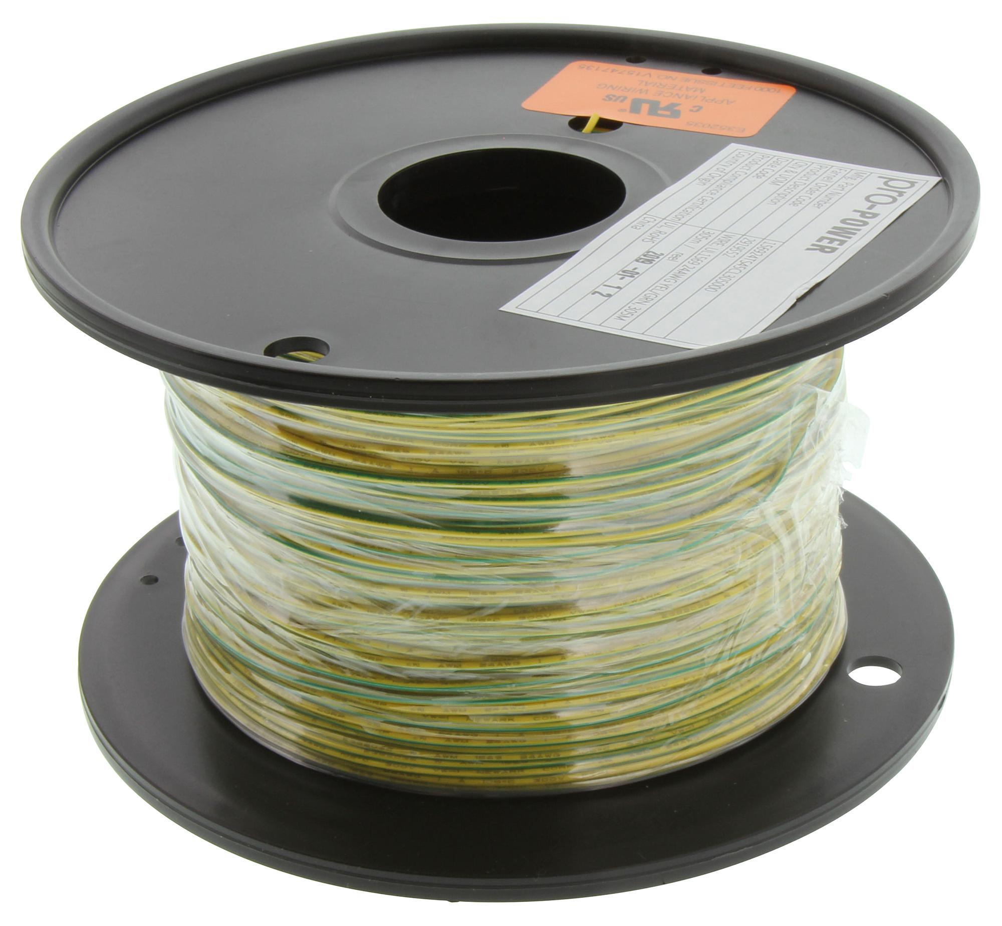 Multicomp Pro Pp002393 Hook-Up Wire, 24Awg, Yel/grn, 305M, 300V