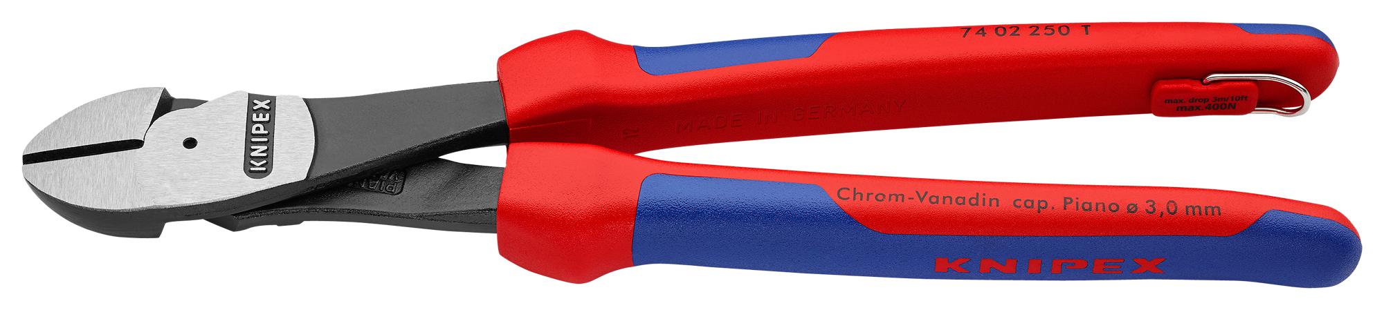 Knipex 74 02 250 T Diagonal Cutter W/ Tether, 4.6Mm, 250Mm