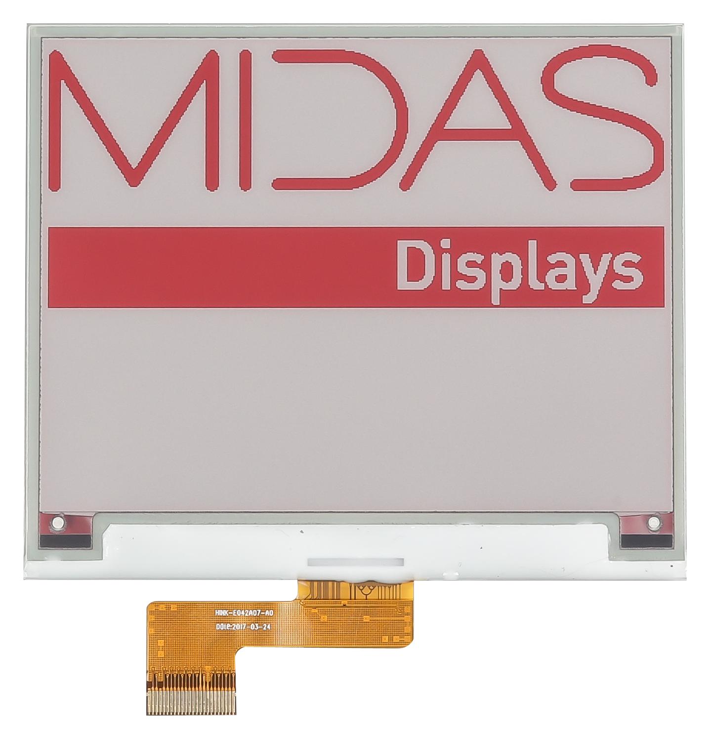 Midas Displays Mde042A400300Rbw E-Paper Display, Reflective, 400 X 300P