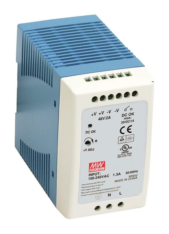 Mean Well Mdr-100-24 Power Supply, Ac-Dc, 24V, 4A