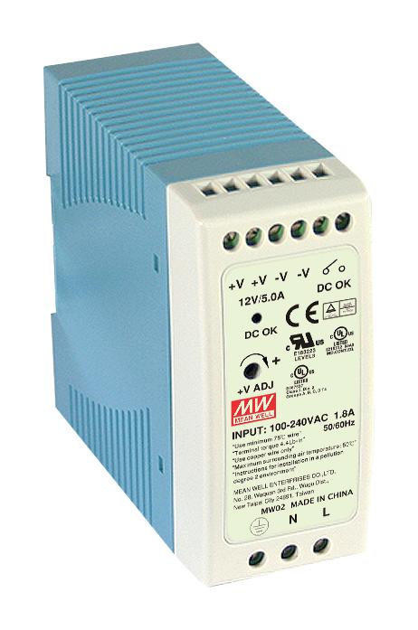 Mean Well Mdr-60-5 Power Supply, Ac-Dc, 5V, 10A