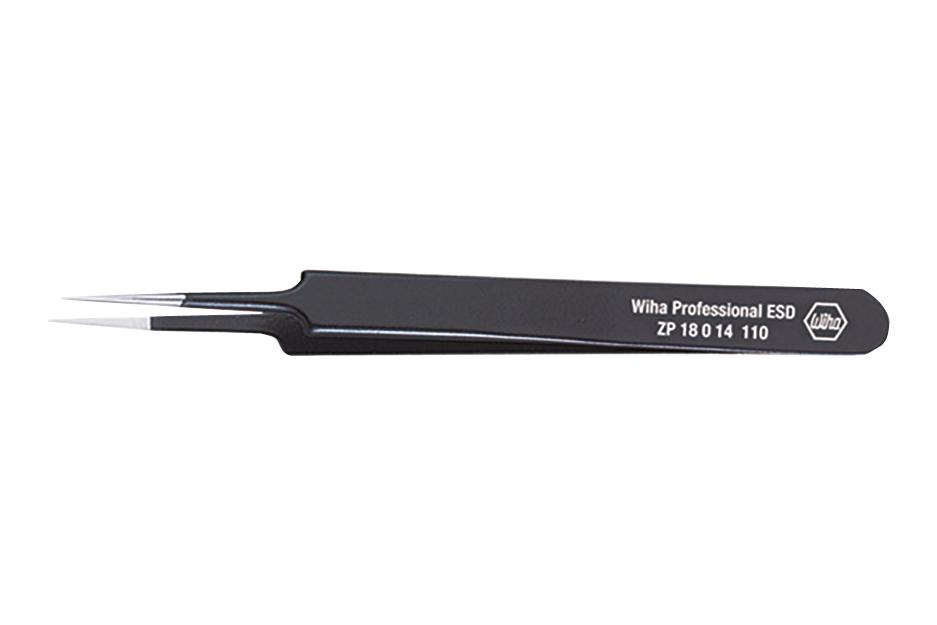 Wiha 32334 Tweezer, Straight Pointed, Ss, 110Mm