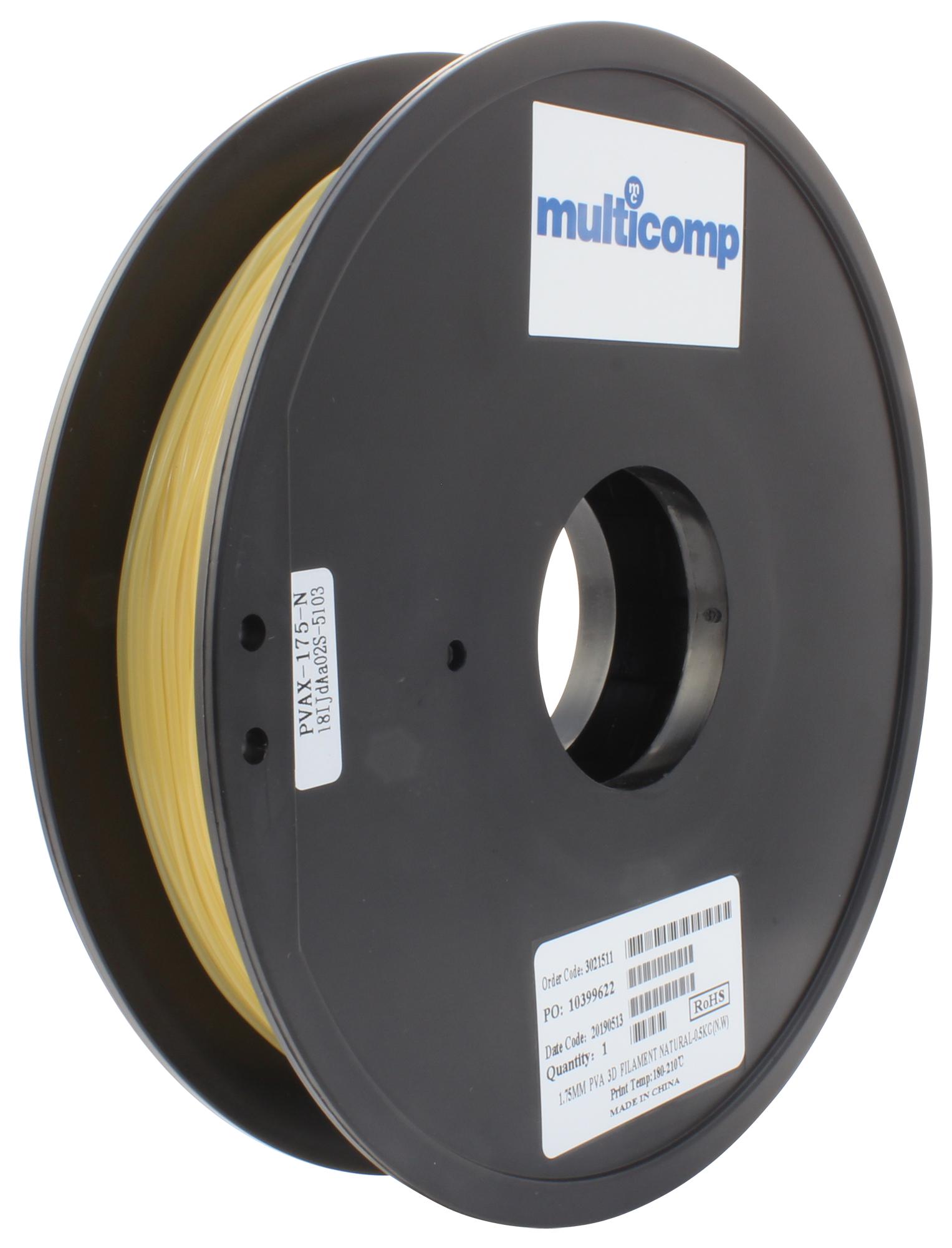 Multicomp Pro Mc011459 3D Printer Filament, Pva, 1.75Mm, Nat