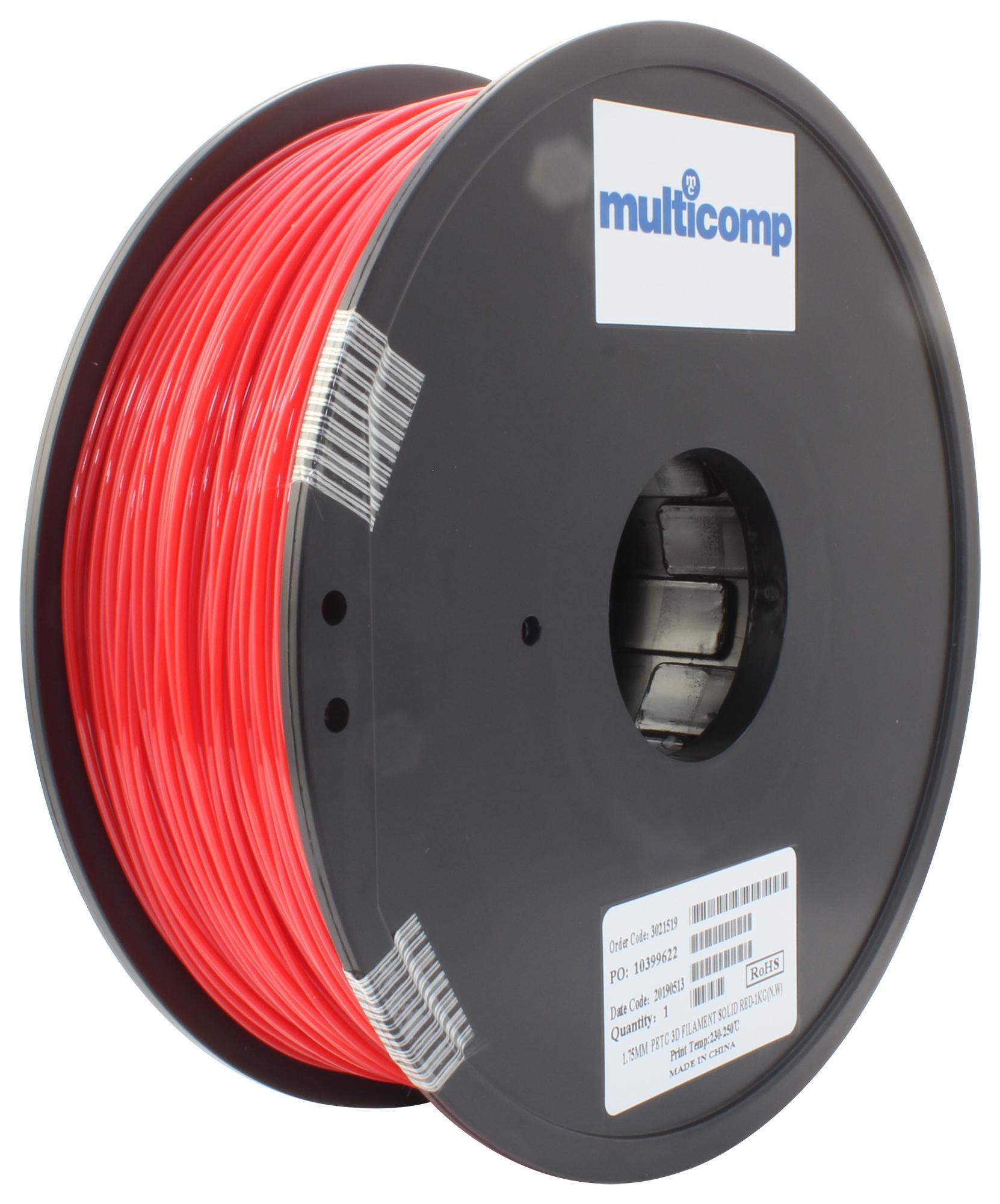 Multicomp Pro Mc011466 3D Printer Filament, Petg, 1.75Mm, Red