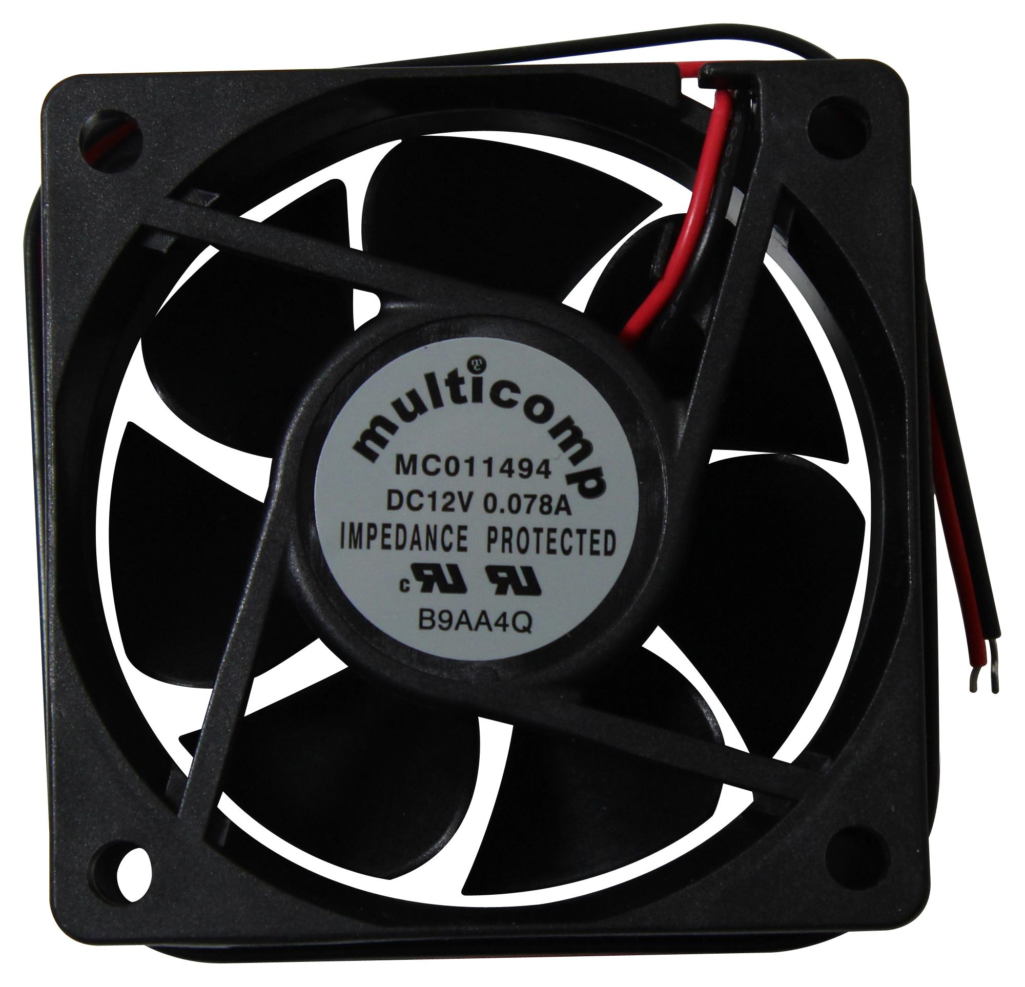 Multicomp Mc011494 Axial Fan, 60Mm, 12Vdc, 19.3Cfm