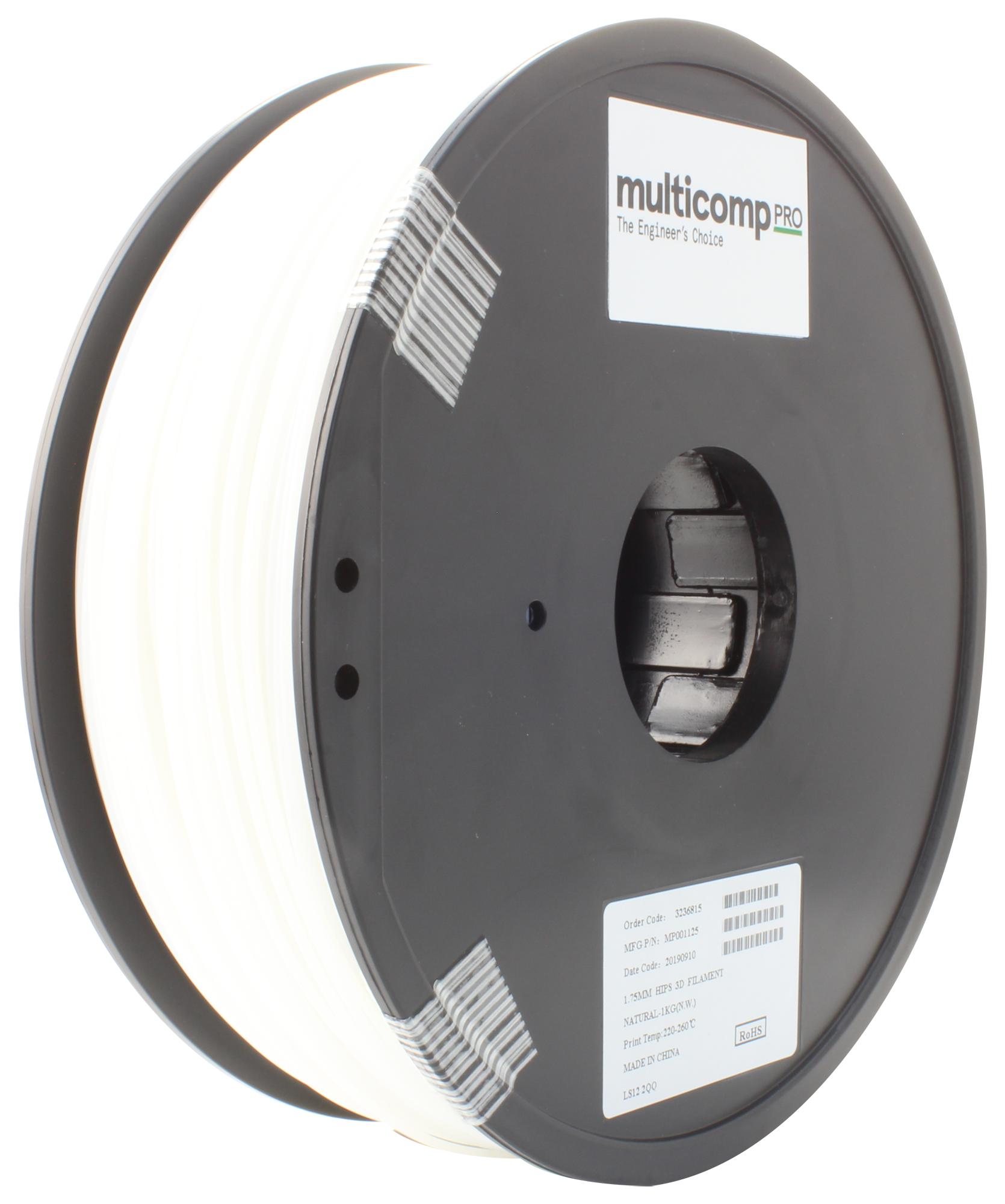 Multicomp Pro Mp001125 3D Filament, 1.75Mm, Hips, Natural