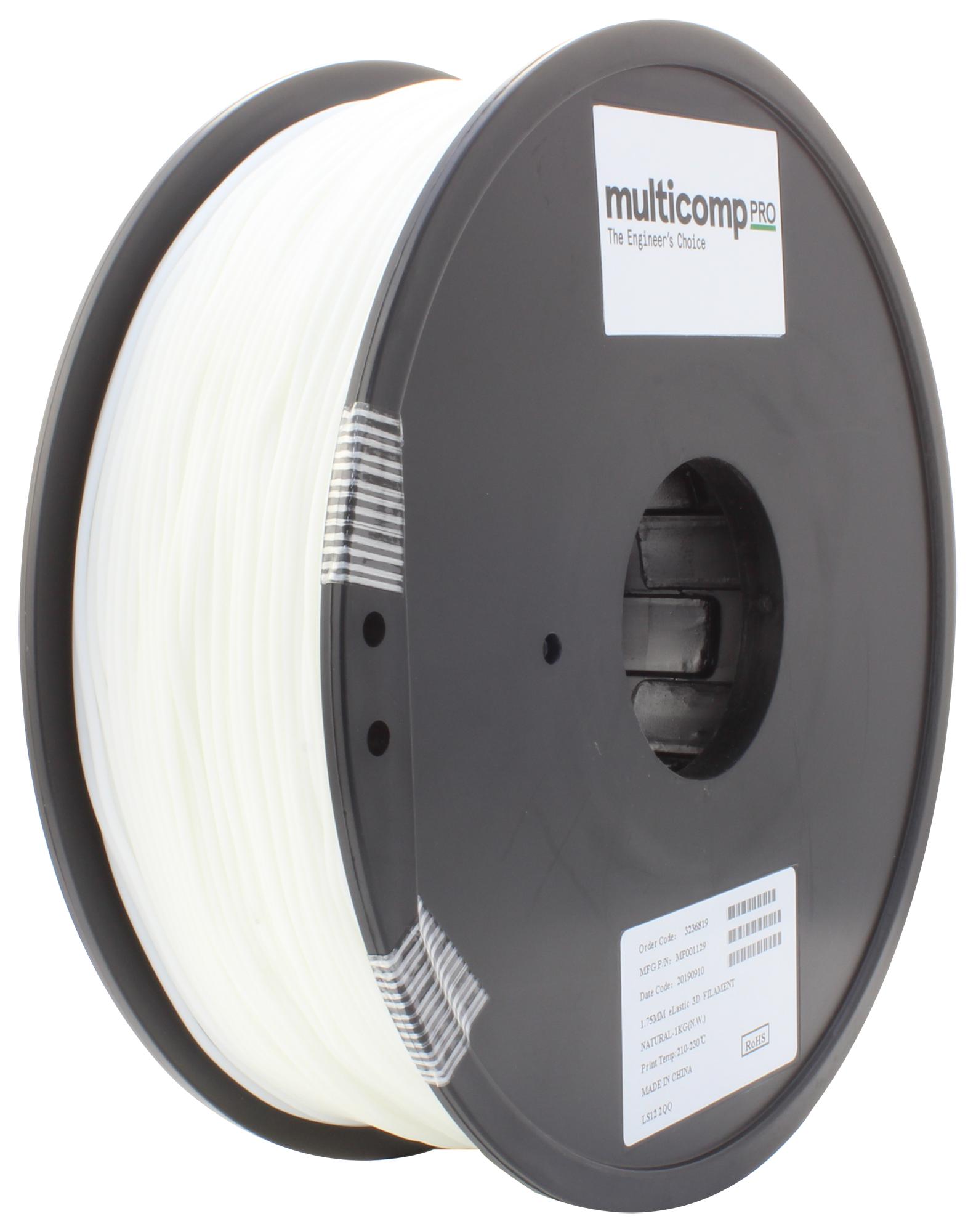 Multicomp Pro Mp001129 3D Filament, 1.75Mm, Tpe, Natural