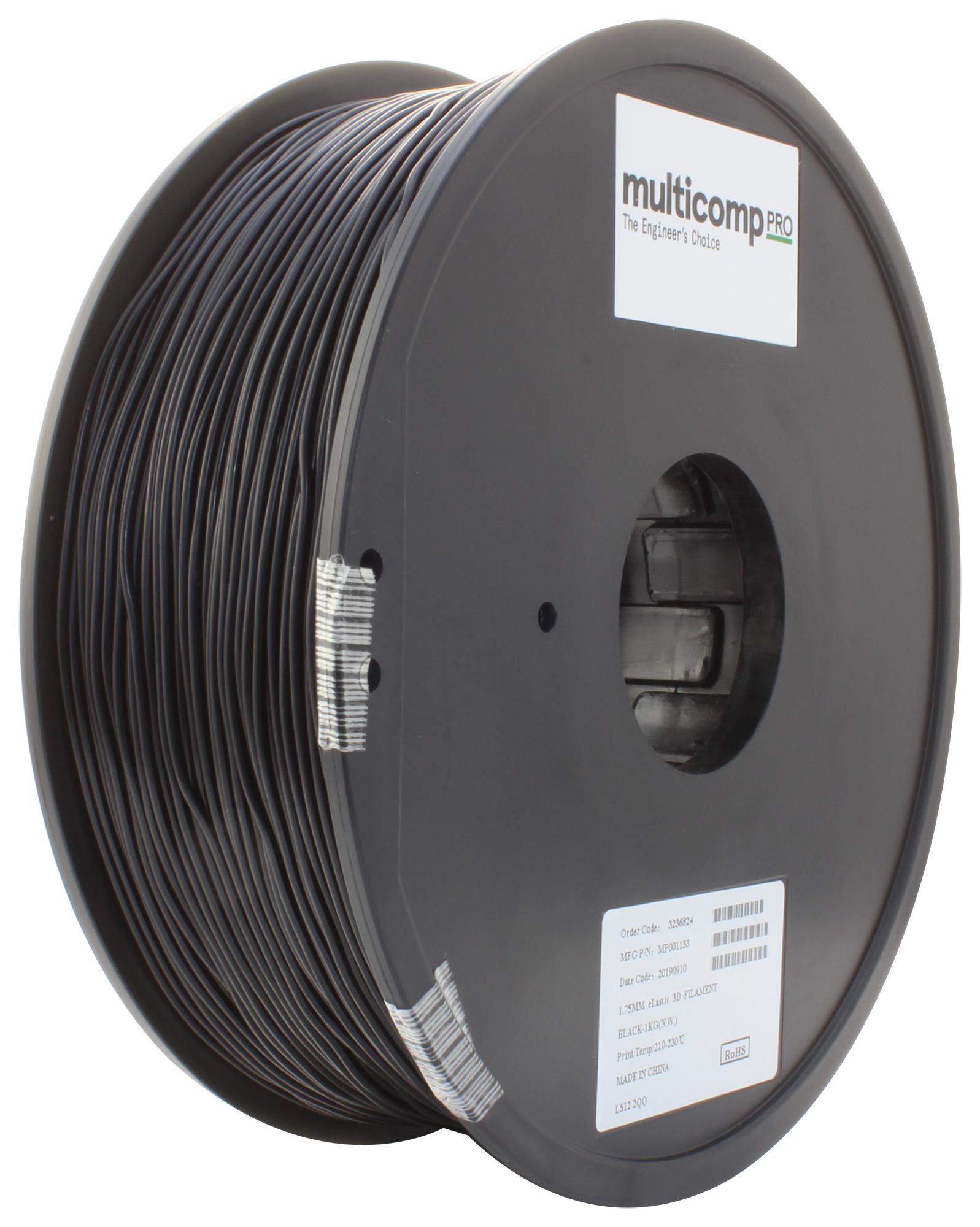 Multicomp Pro Mp001133 3D Filament, 1.75Mm, Tpe, Black