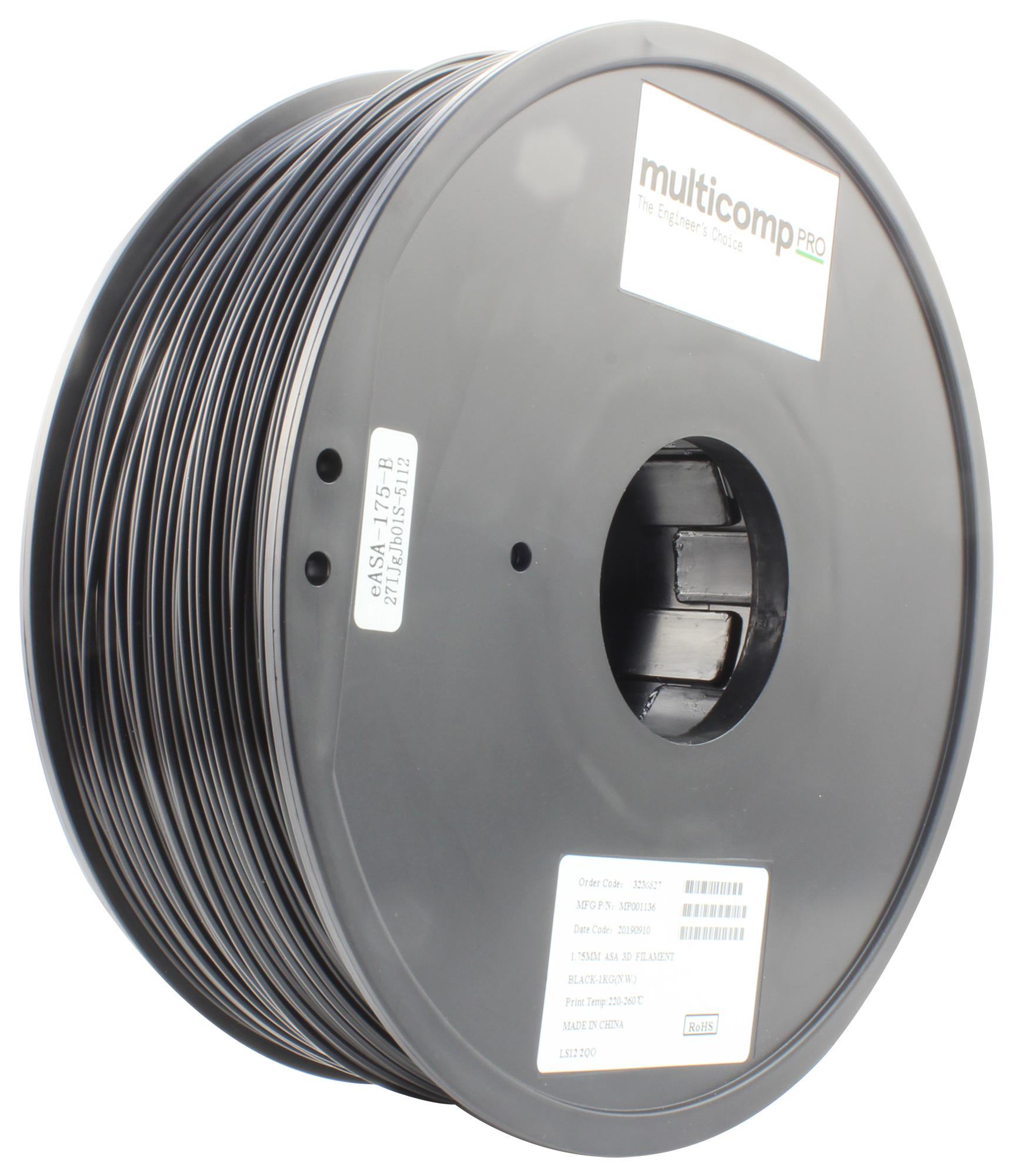 Multicomp Pro Mp001136 3D Filament, 1.75Mm, Asa, Black