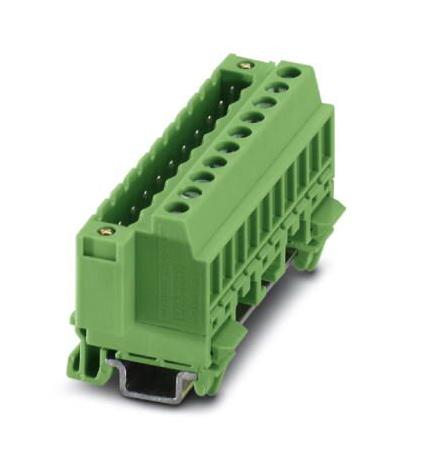 Phoenix Contact 1803031 Din Rail Tb, Plug-In Block, 10Way, 12Awg