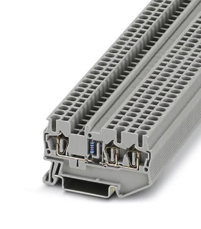 Phoenix Contact 3038354 Dinrail Terminal Block, 3Way, 12Awg, Gry