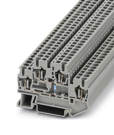 Phoenix Contact 3030938 Dinrail Terminal Block, 4Way, 12Awg, Gry