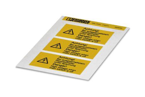 Phoenix Contact 830462 Label, Warning, Pvc, Black/yellow