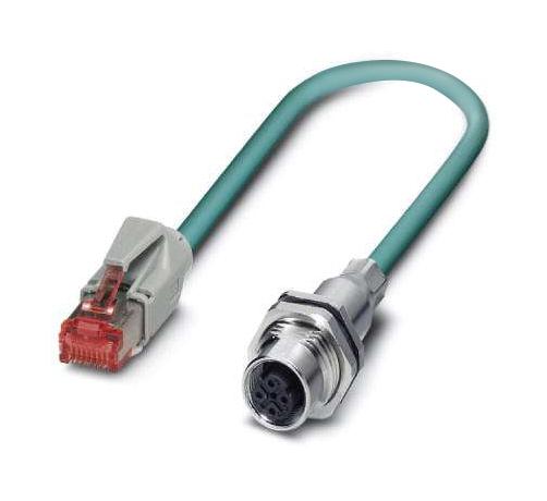 Phoenix Contact 1404206 Sensor Cord, 4P Rj45 Plug-M12 Rcpt, 1M