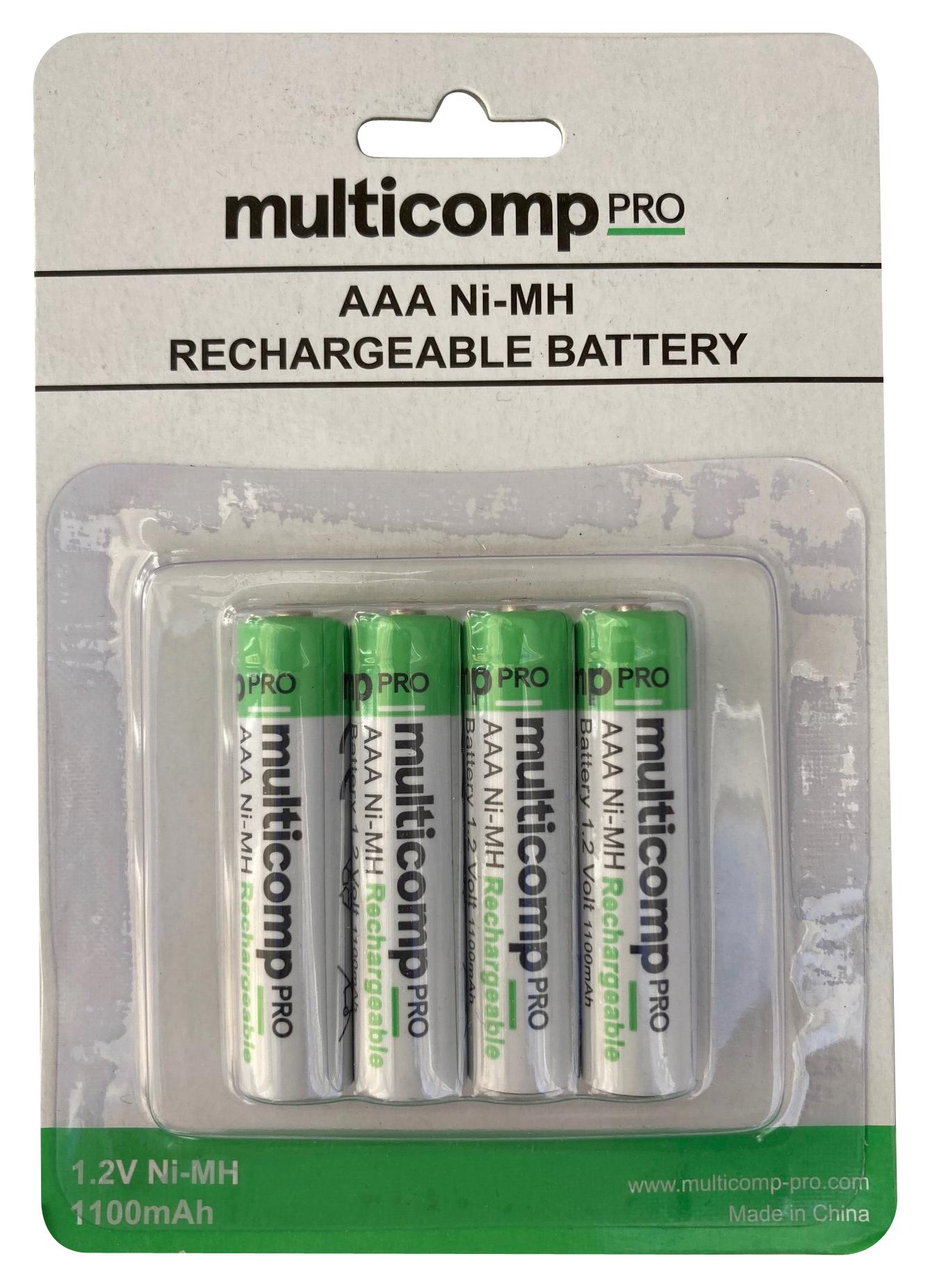 Multicomp Pro Mp001180 Rechargeable Batt, Nimh, 1.2V, 1.1Ah