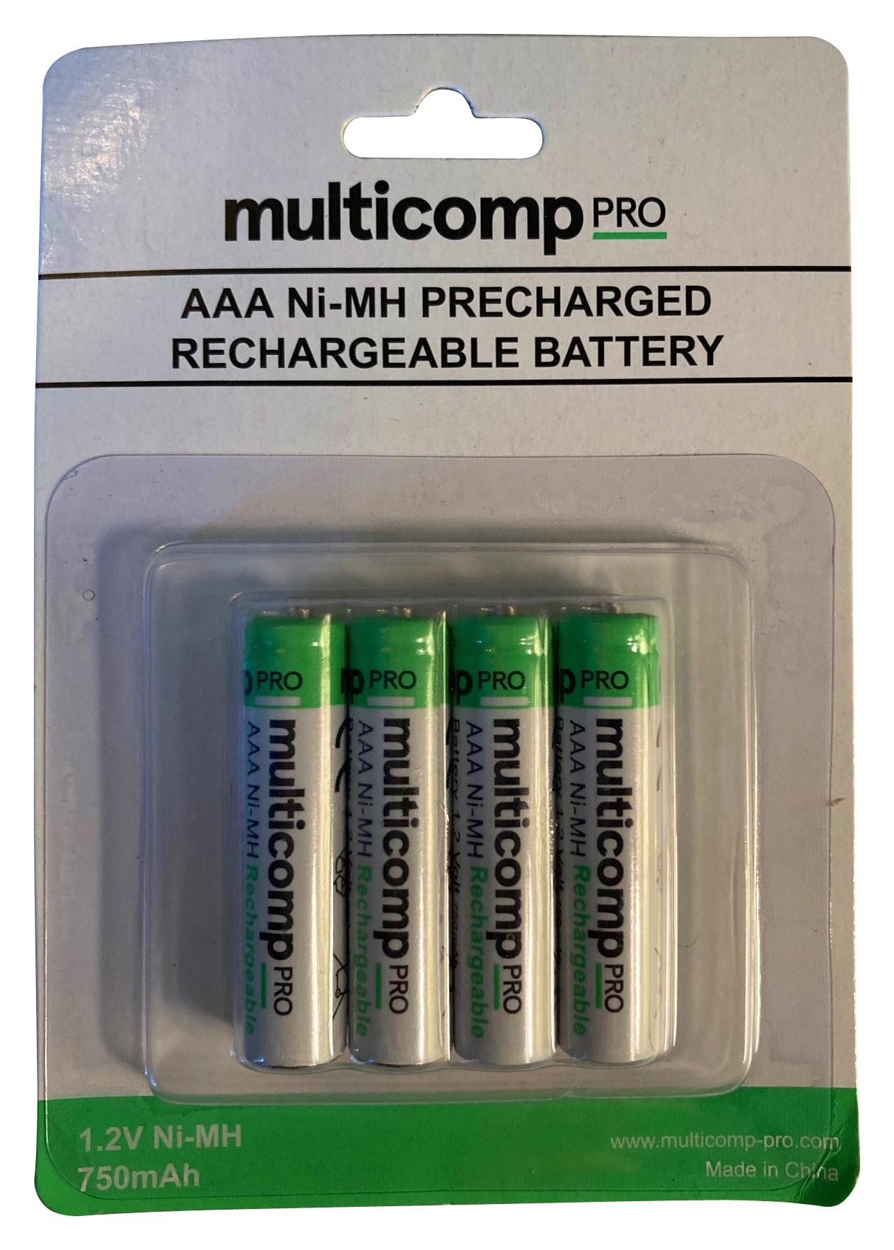 Multicomp Pro Mp001185 Rechargeable Batt, Nimh, 1.2V, 0.8Ah