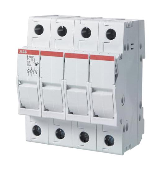 Abb E94/32 Din Rail Fuse Holder, 4P, 32A, 600V