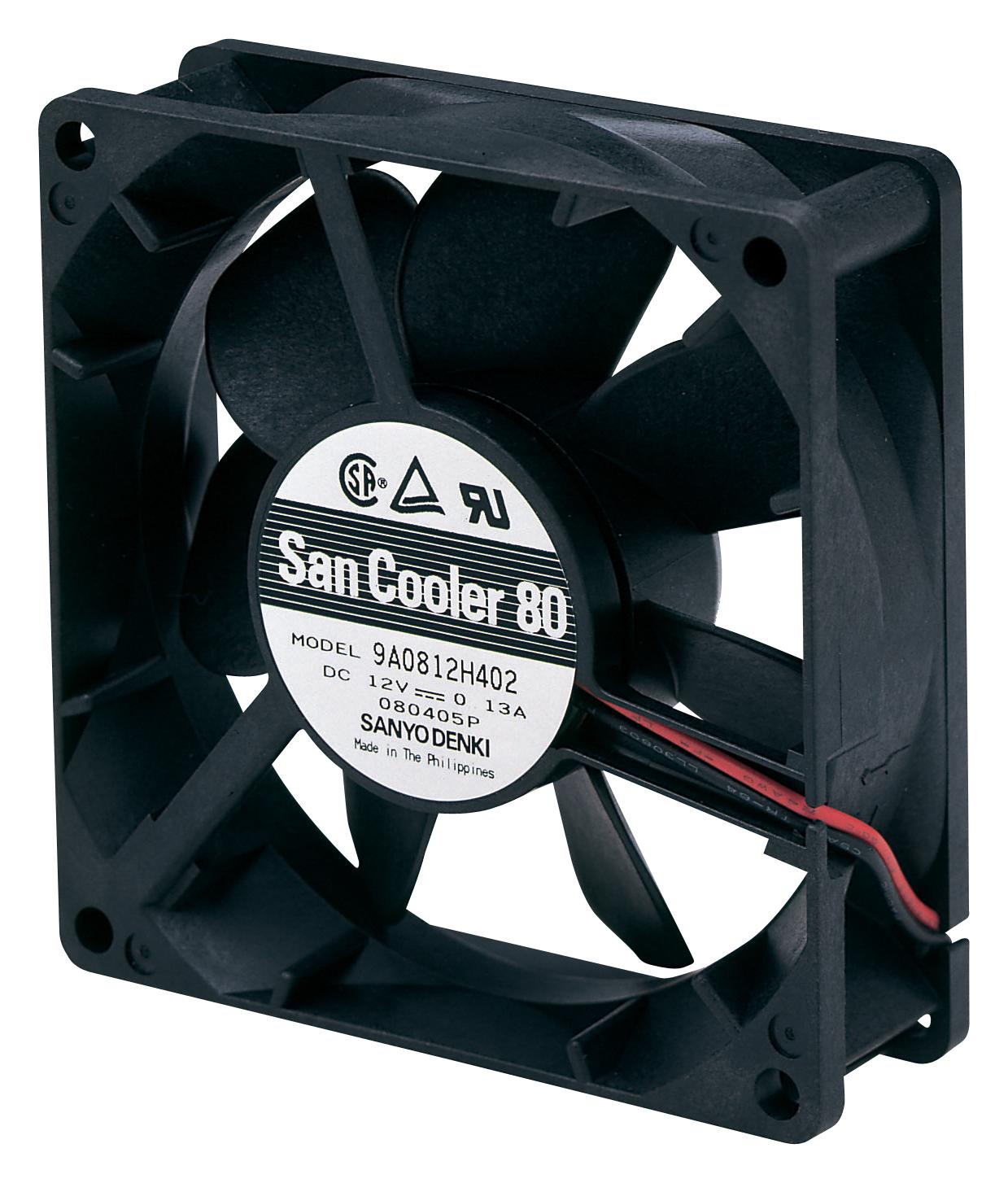 Sanyo Denki 9A0812S4021 Axial Fan, 80Mm, 1.2M3/min, 34Dba, 12V