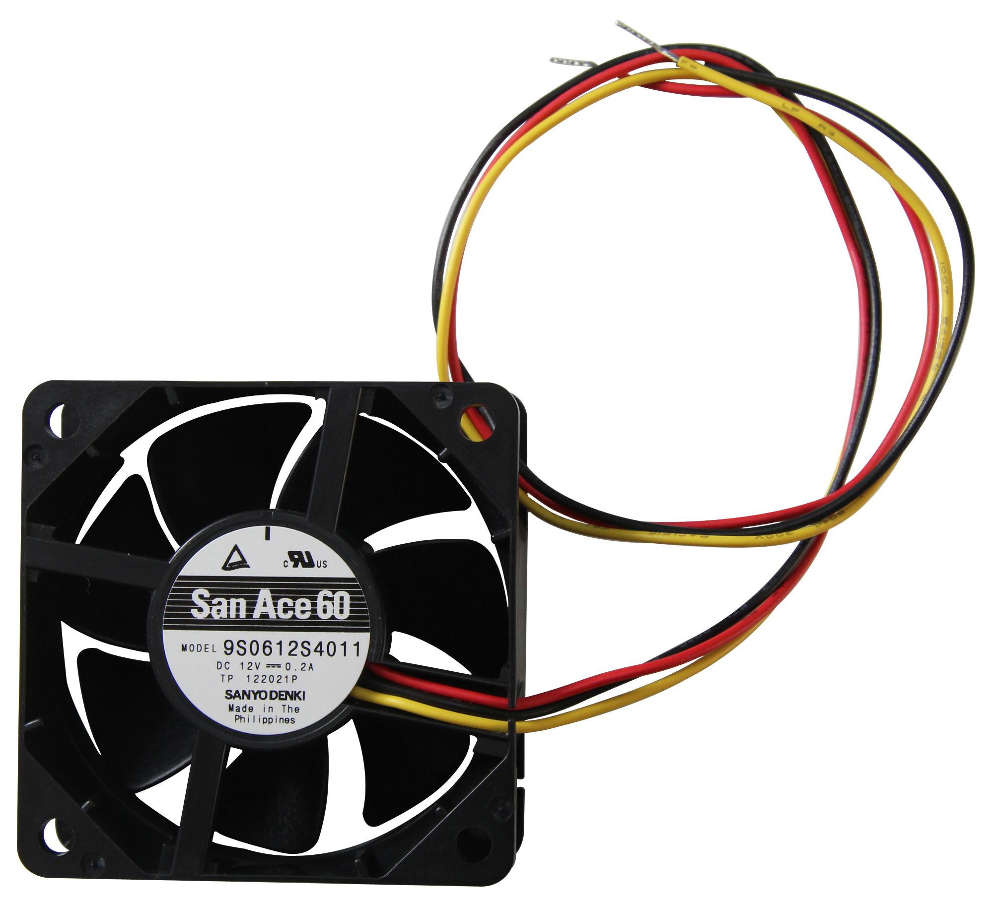 Sanyo Denki 9S0612S4011 Axial Fan, 60Mm, 0.74M3/min, 31Dba, 12V