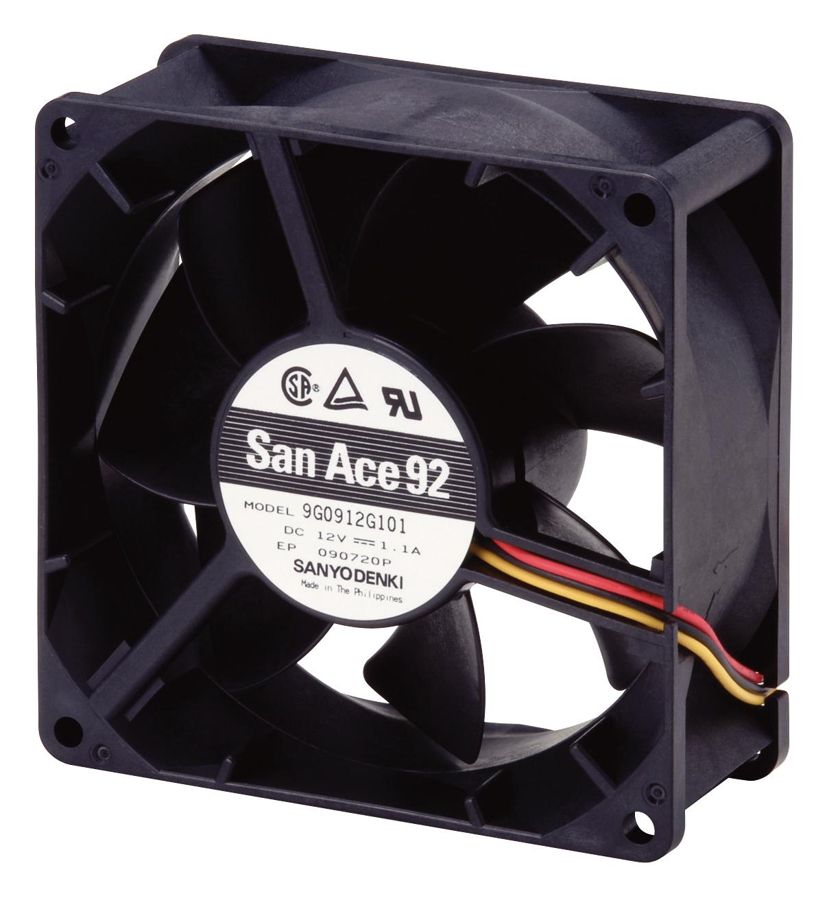 Sanyo Denki 9G0912G1011 Axial Fan, 92Mm, 3.1M3/min, 50Dba, 12V