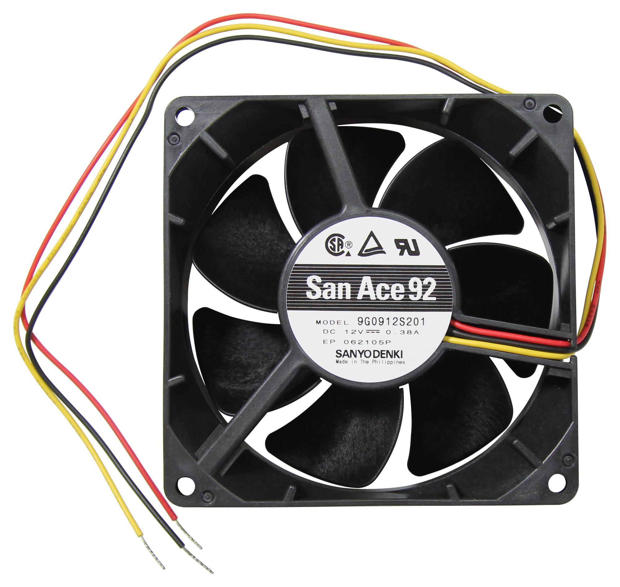 Sanyo Denki 9G0912S201 Axial Fan, 92Mm, 2M3/min, 38Dba, 12V