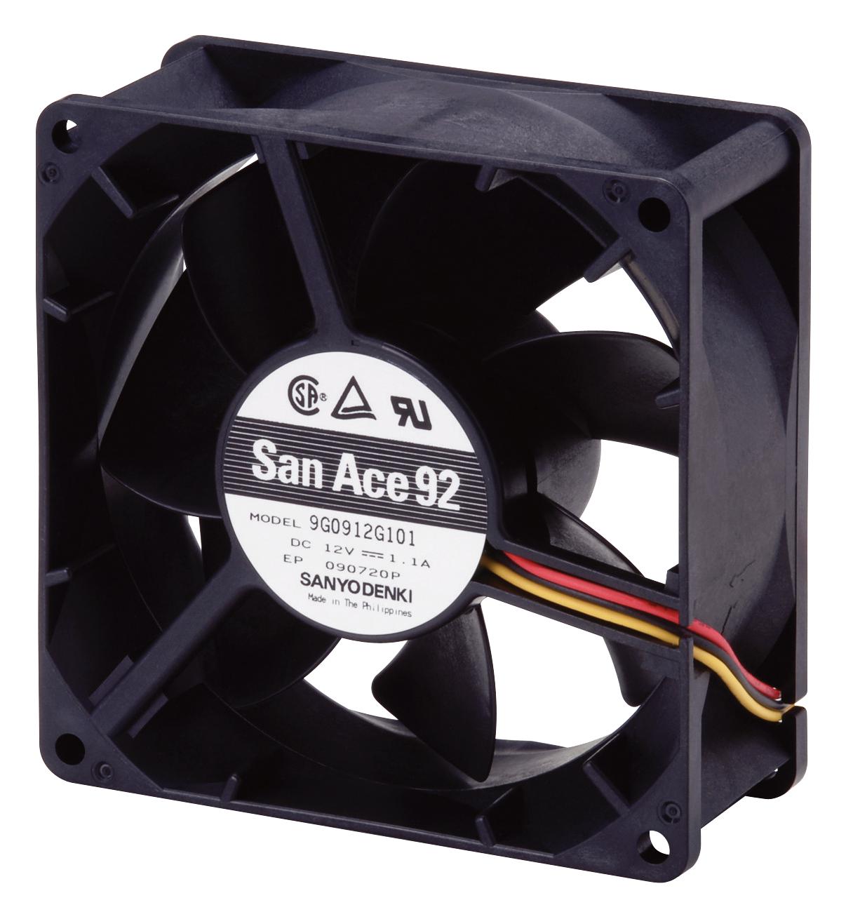 Sanyo Denki 9G0924H102 Axial Fan, 92Mm, 2.54M3/min, 43Dba, 24V