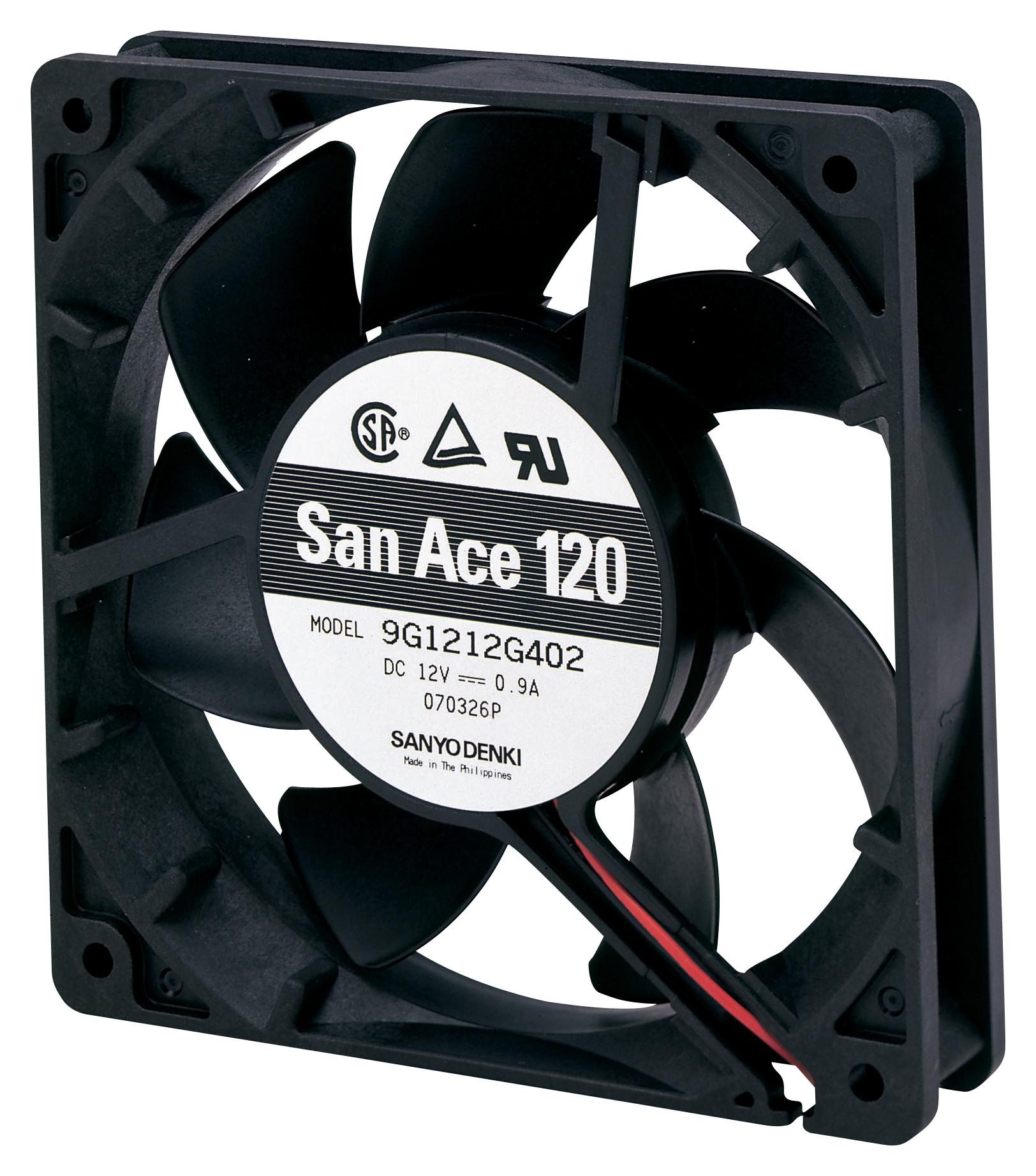 Sanyo Denki 9G1212E401 Axial Fan, 120Mm, 3.25M3/min, 48Dba, 12V