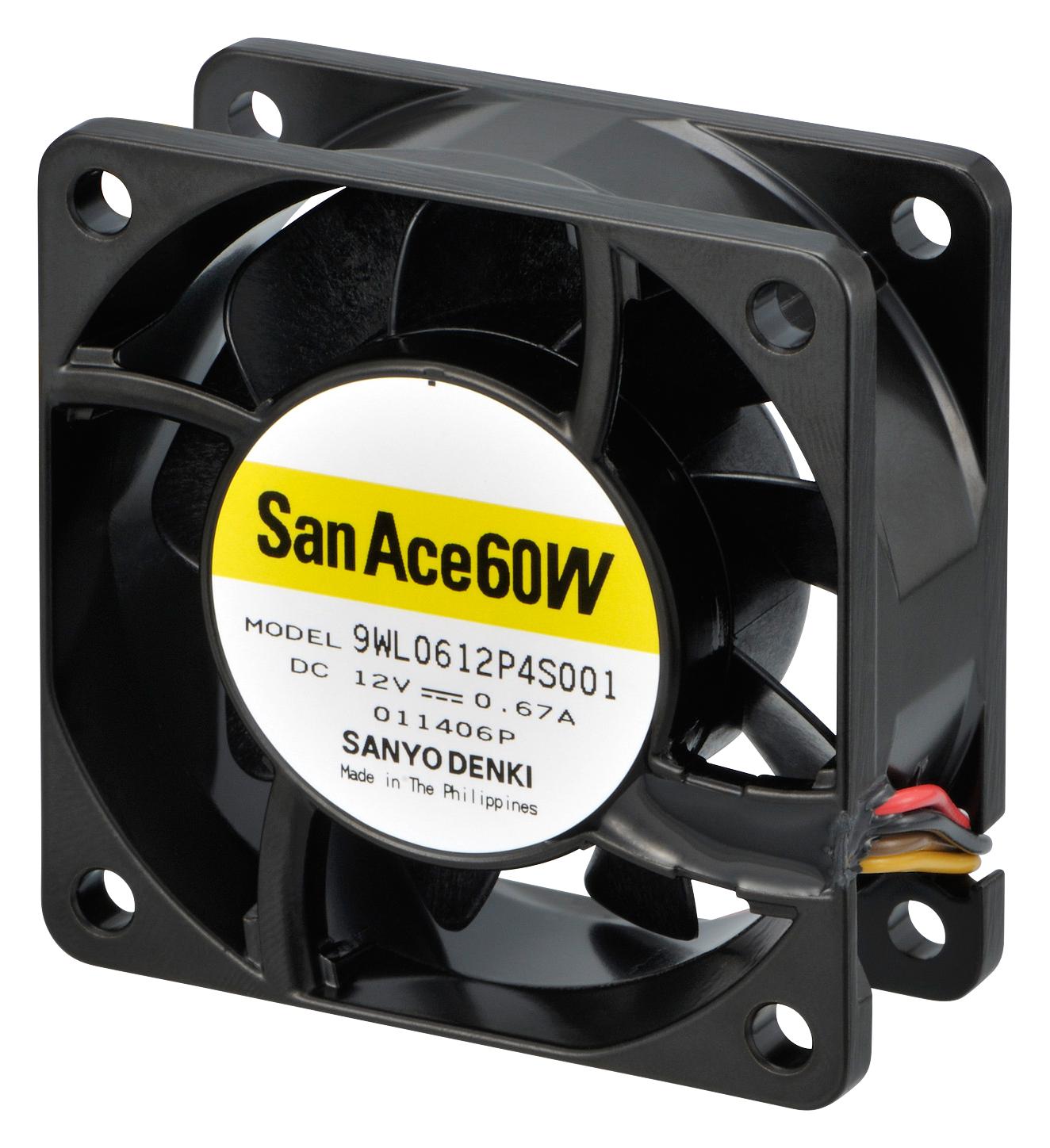 Sanyo Denki 9Wl0612P4J001 Dc Axial Fan, 38.8Cu.ft/min, Ball, 60Mm