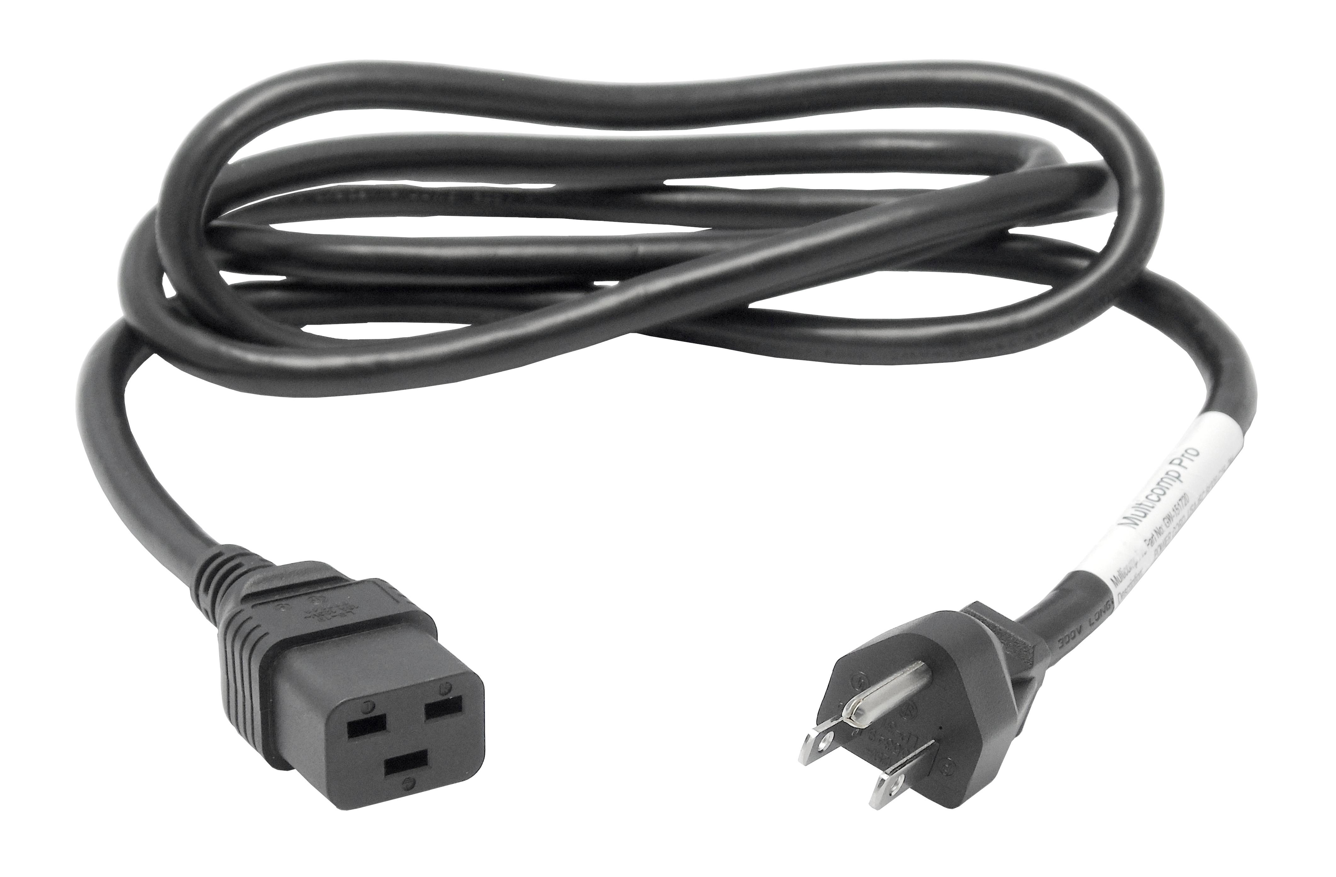 Multicomp Pro Gw-151720 Power Cord, Usa-Iec 60320 C19, 2M