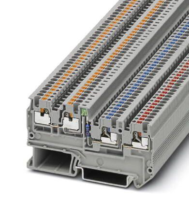 Phoenix Contact 3244436 Din Rail Tb, Push In, 4Pos, 26-14Awg