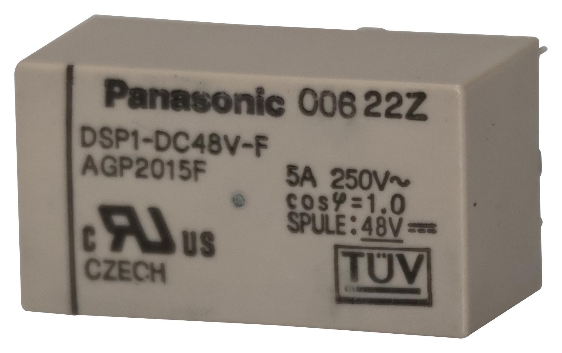 Panasonic Dsp148Fd Power Relay, Spst-No/nc, 48Vdc, 5A, Tht