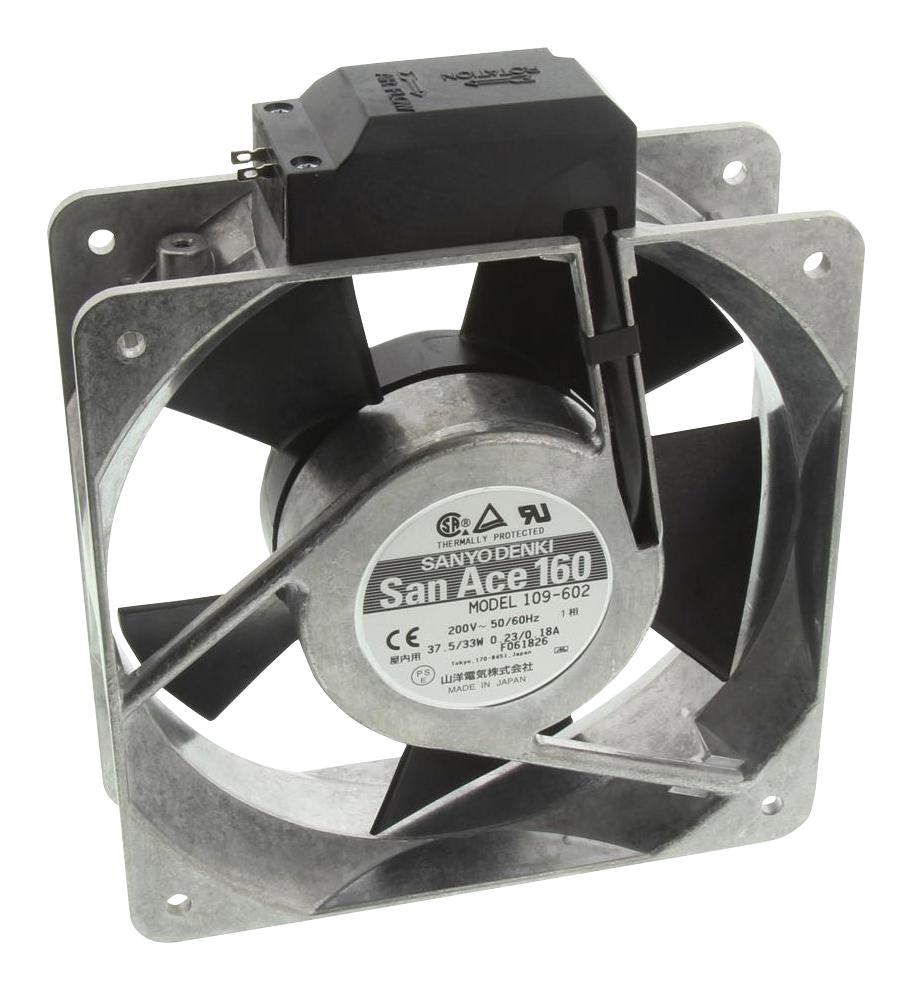 Sanyo Denki 109-602 Axial Fan, Ac, 0.23A, 160Mm, 300.4Cfm