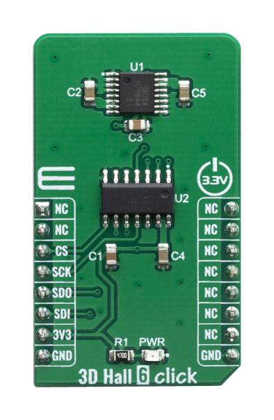 Mikroelektronika Mikroe-3764 3D Hall 6 Click Board