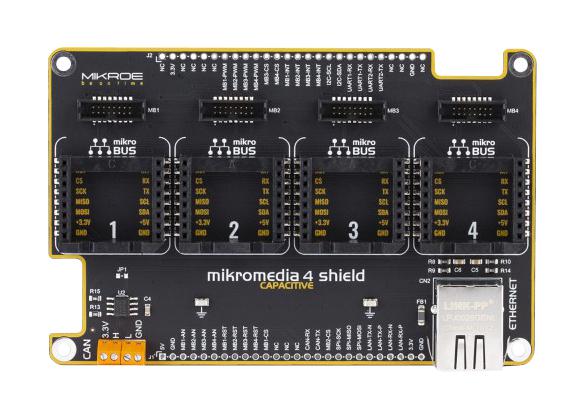 Mikroelektronika Mikroe-3631 Mikromedia 4 Capacitive Shield, 4 Socket