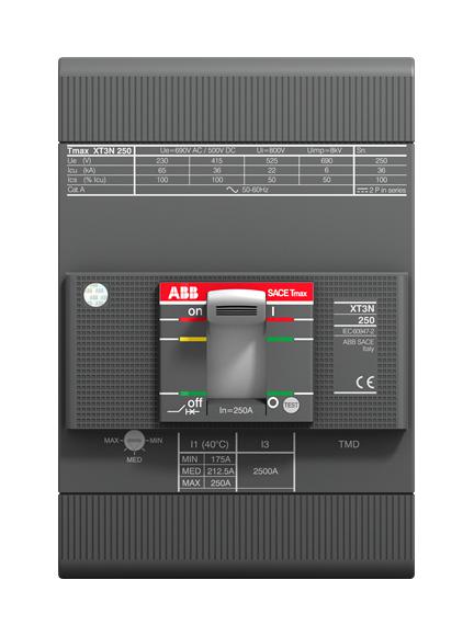 Abb 1Sda068220R1 Thermal Mag Ckt Breaker, 250A, 3P, 690V