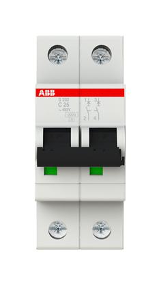 Abb S202-C25 Circuit Breaker, Thermal Mag, 2 Pole